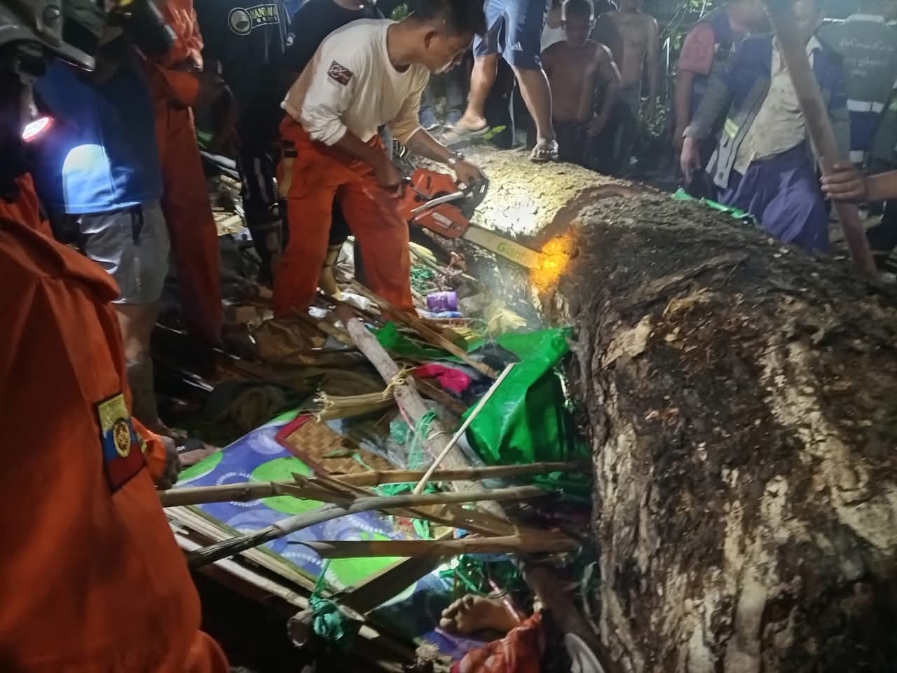 မိုးရွာသွန်းပြီး ငလျင်ကယ်ဆယ်ရေးစခန်းရှိ ယာယီမိုးကာတဲပေါ် ကုက္ကိုလ်ပင်လဲကျလို့ သားအဖ နှစ်ယောက်သေဆုံး