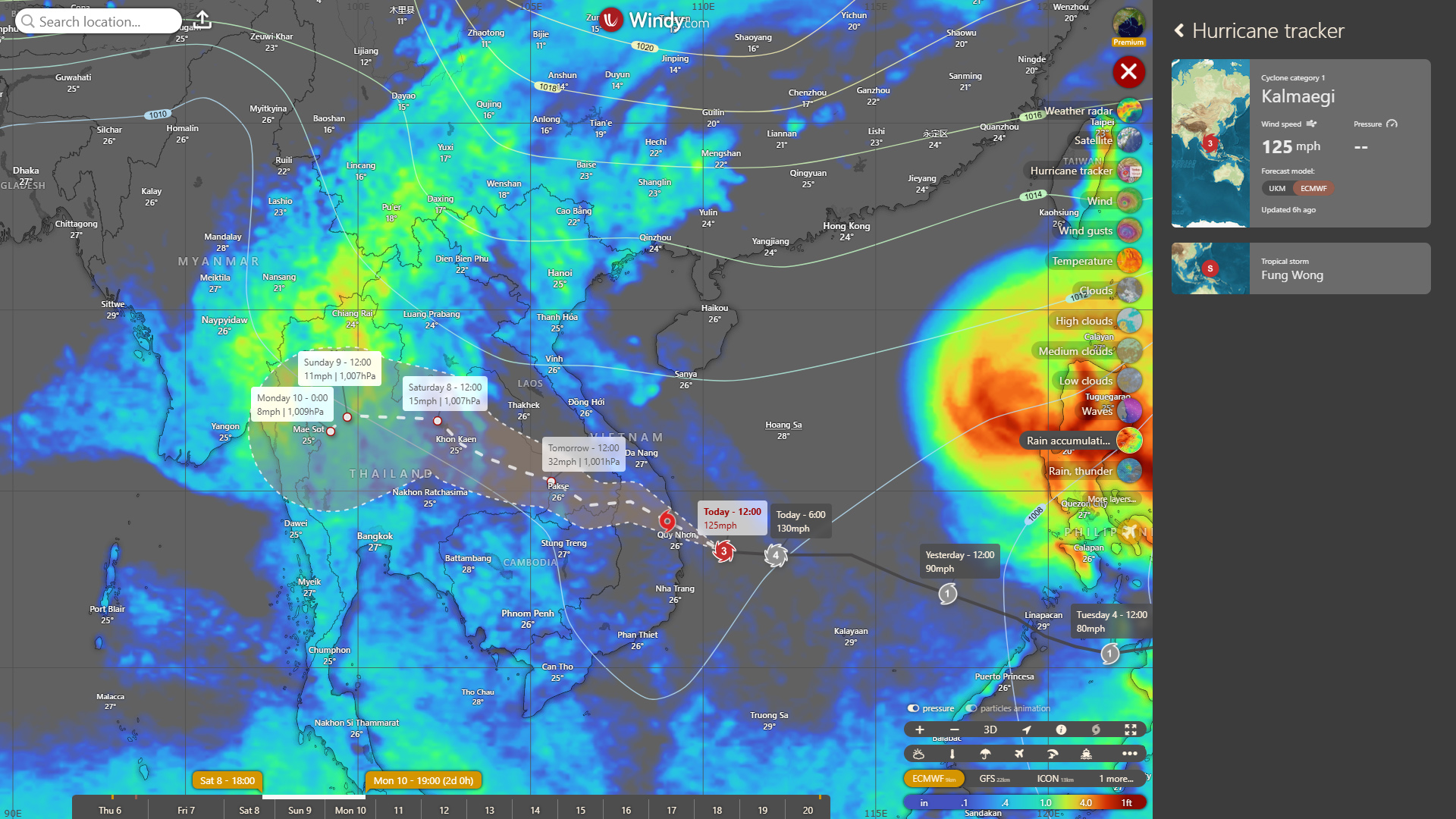 မုန်တိုင်းအကြွင်းအကျန်များကြောင့် နိုဝင်ဘာလ ၈ ရက်နေ့မှ ၁၂ ရက်နေ့ထိ မိုးများဆက်လက်ရွာသွန်းနိုင်